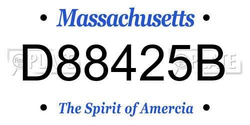 D88425B Massachusetts License Plate