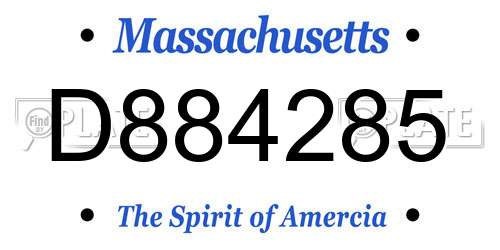 D884285 Massachusetts License Plate