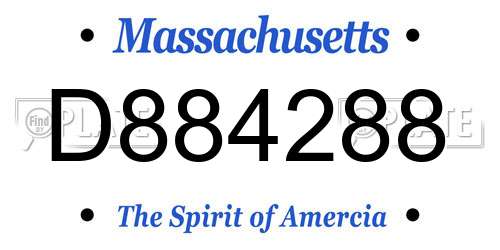 D884288 Massachusetts License Plate