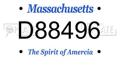 D88496 Massachusetts License Plate