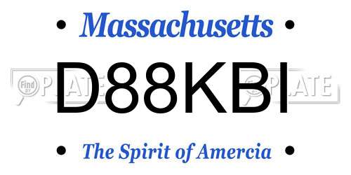 D88KBI Massachusetts License Plate