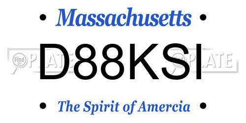 D88KSI Massachusetts License Plate