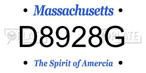 D8928G Massachusetts License Plate
