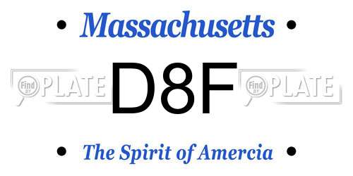 D8F Massachusetts License Plate
