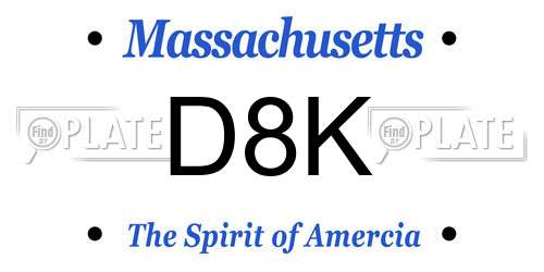 D8K Massachusetts License Plate