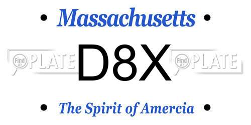 D8X Massachusetts License Plate