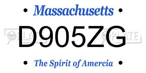 D905ZG Massachusetts License Plate