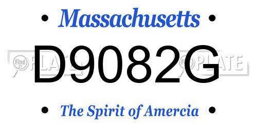 D9082G Massachusetts License Plate