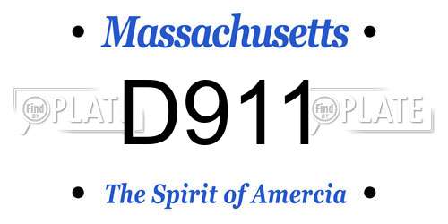 D911 Massachusetts License Plate