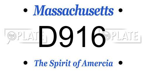 D916 Massachusetts License Plate