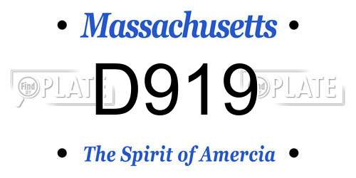 D919 Massachusetts License Plate