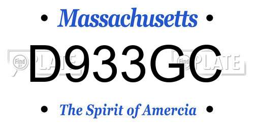 D933GC Massachusetts License Plate