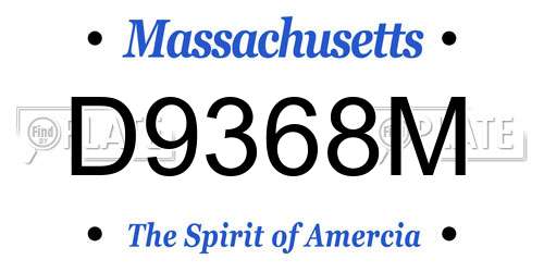 D9368M Massachusetts License Plate