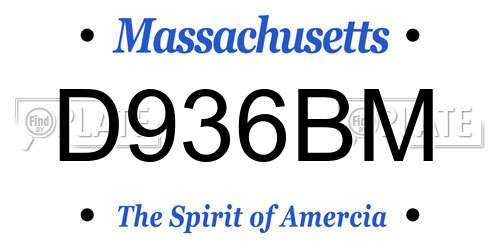 D936BM Massachusetts License Plate