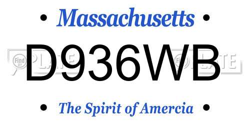 D936WB Massachusetts License Plate