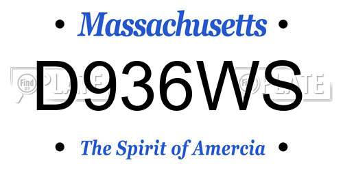 D936WS Massachusetts License Plate