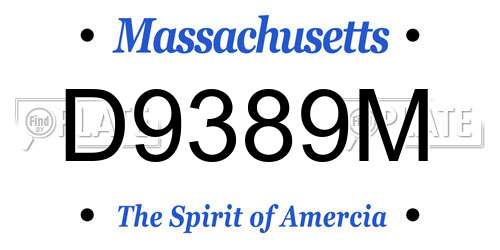 D9389M Massachusetts License Plate