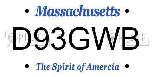 D93GWB Massachusetts License Plate