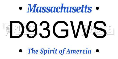 D93GWS Massachusetts License Plate