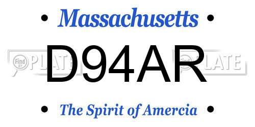 D94AR Massachusetts License Plate