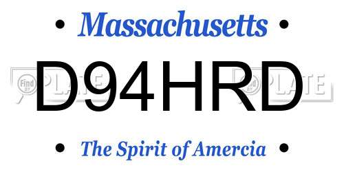D94HRD Massachusetts License Plate