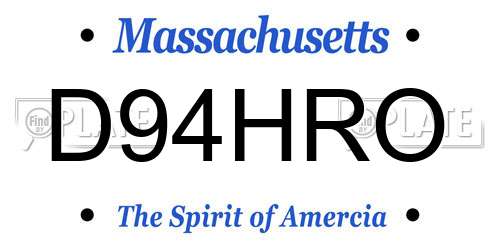 D94HRO Massachusetts License Plate