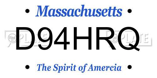 D94HRQ Massachusetts License Plate
