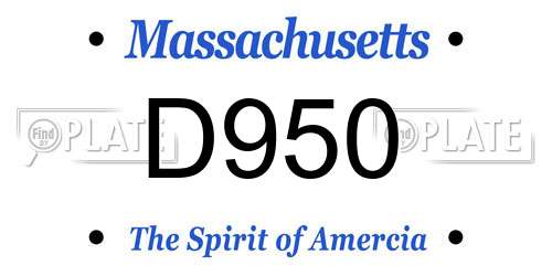 D950 Massachusetts License Plate