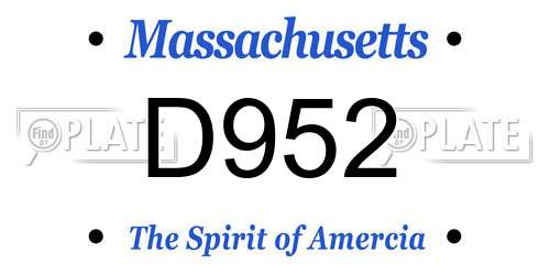 D952 Massachusetts License Plate