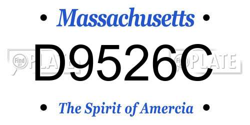 D9526C Massachusetts License Plate