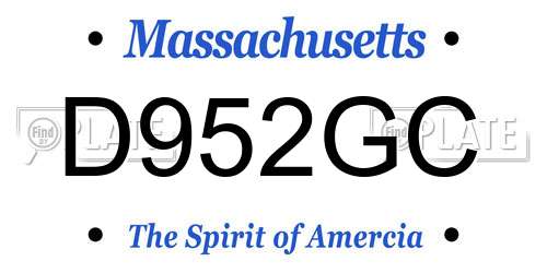 D952GC Massachusetts License Plate