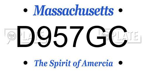 D957GC Massachusetts License Plate