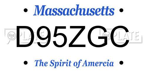D95ZGC Massachusetts License Plate