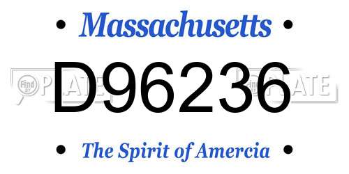 D96236 Massachusetts License Plate