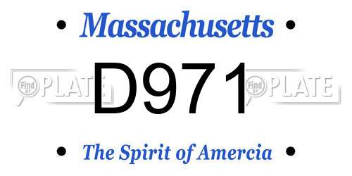 D971 Massachusetts License Plate