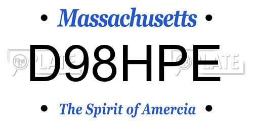 D98HPE Massachusetts License Plate