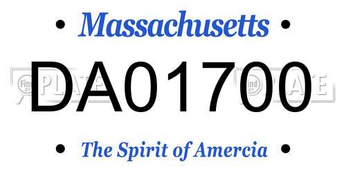 DA01700 Massachusetts License Plate