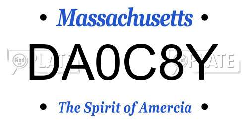 DA0C8Y Massachusetts License Plate