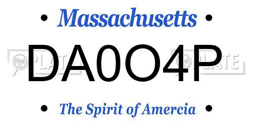 DA0O4P Massachusetts License Plate