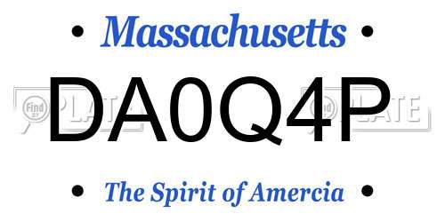 DA0Q4P Massachusetts License Plate