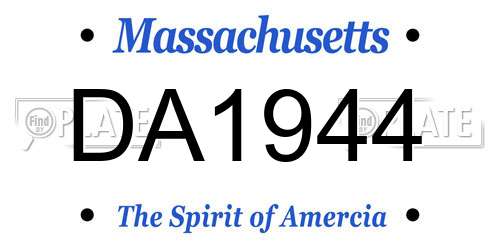 DA1944 Massachusetts License Plate