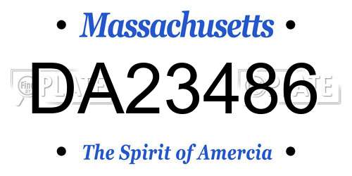 DA23486 Massachusetts License Plate