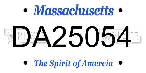 DA25054 Massachusetts License Plate