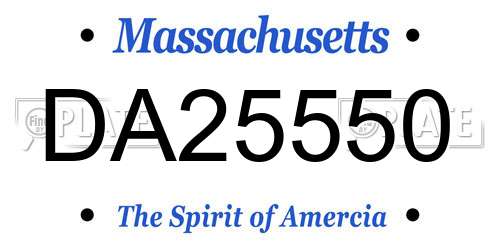 DA25550 Massachusetts License Plate