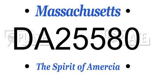 DA25580 Massachusetts License Plate