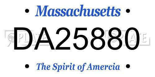 DA25880 Massachusetts License Plate