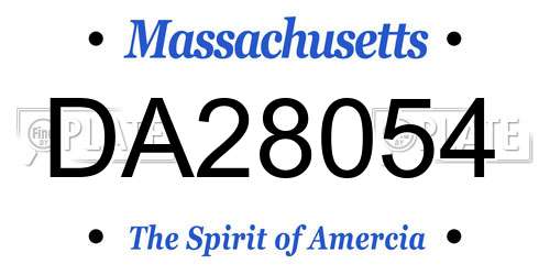 DA28054 Massachusetts License Plate
