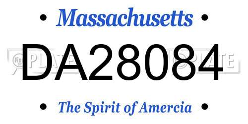 DA28084 Massachusetts License Plate