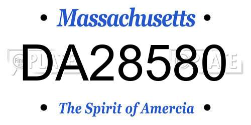 DA28580 Massachusetts License Plate