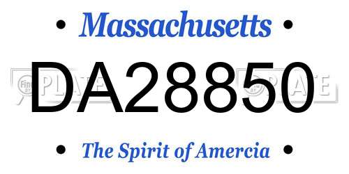 DA28850 Massachusetts License Plate